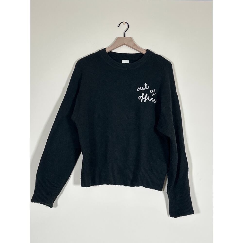 A New Day Out of Office Embroidered Sweater Women’s Large Black Soft Knit
